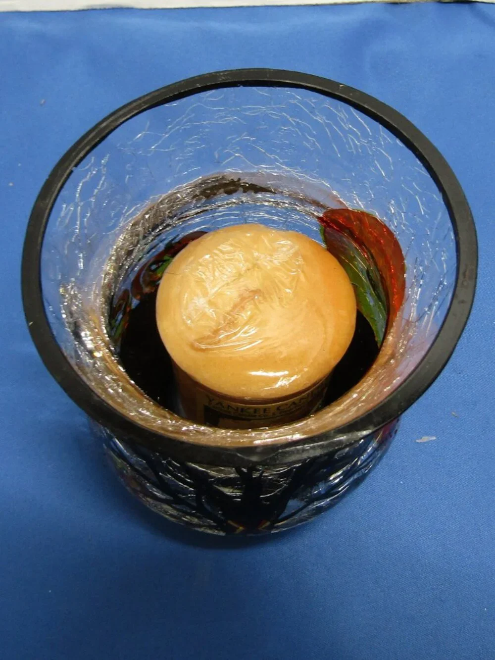 Yankee Candle Halloween Crackle Glass Votive Holder + Votive
